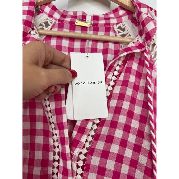 NWT Dodo Bar Or Eyelet Embroidered Tassel V-Neck Lola Mini Dress Fuchsia Pink - Picture 4 of 8